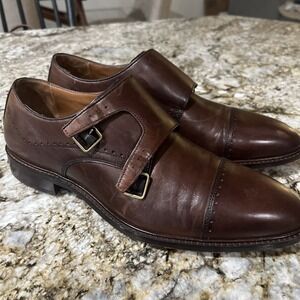 Johnston & Murphy Men's Brown Leather Double Monk Strap Dress Shoes Size 9